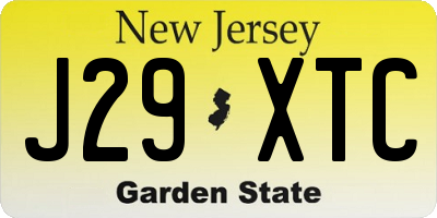 NJ license plate J29XTC
