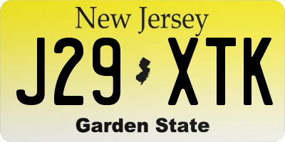 NJ license plate J29XTK