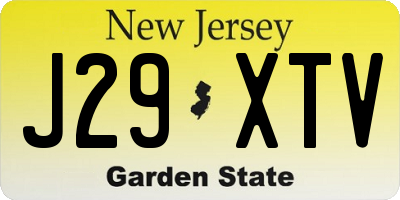 NJ license plate J29XTV