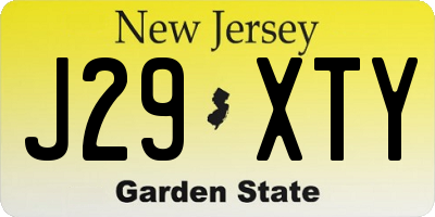 NJ license plate J29XTY