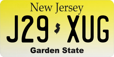NJ license plate J29XUG