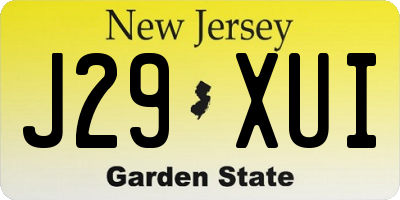 NJ license plate J29XUI