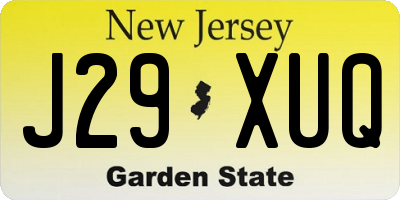 NJ license plate J29XUQ