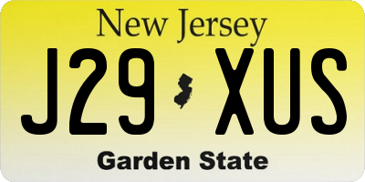 NJ license plate J29XUS