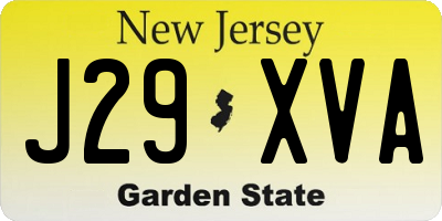 NJ license plate J29XVA