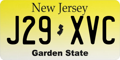NJ license plate J29XVC