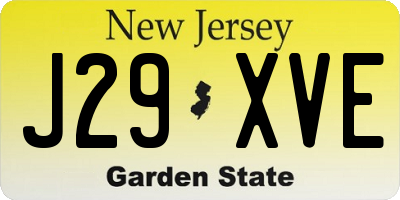 NJ license plate J29XVE