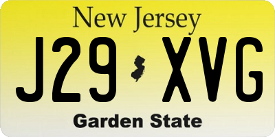 NJ license plate J29XVG