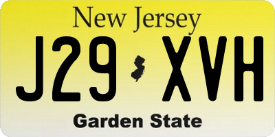 NJ license plate J29XVH
