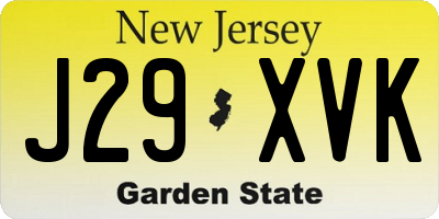 NJ license plate J29XVK