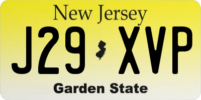 NJ license plate J29XVP