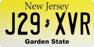 NJ license plate J29XVR