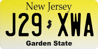 NJ license plate J29XWA