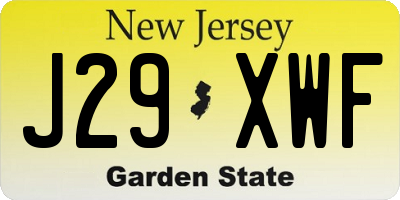 NJ license plate J29XWF