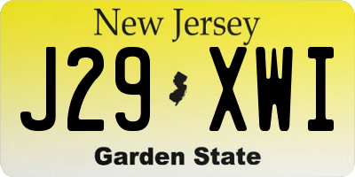 NJ license plate J29XWI
