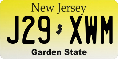 NJ license plate J29XWM