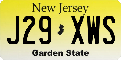 NJ license plate J29XWS