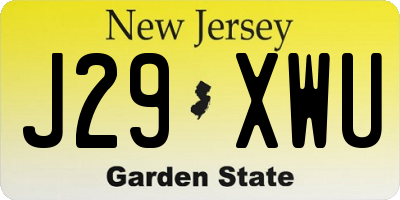 NJ license plate J29XWU