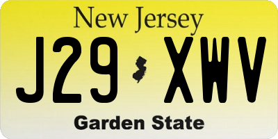 NJ license plate J29XWV