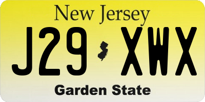 NJ license plate J29XWX