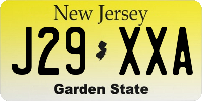 NJ license plate J29XXA