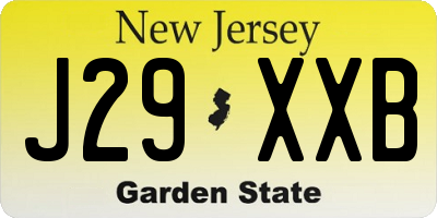 NJ license plate J29XXB