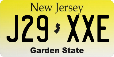 NJ license plate J29XXE