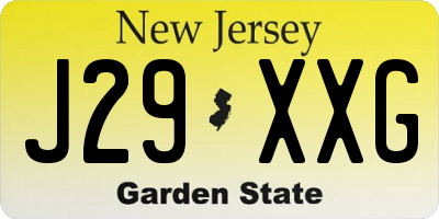 NJ license plate J29XXG