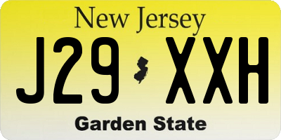 NJ license plate J29XXH