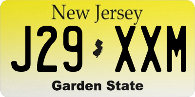 NJ license plate J29XXM