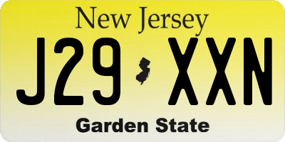 NJ license plate J29XXN