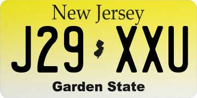 NJ license plate J29XXU