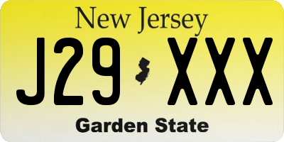 NJ license plate J29XXX
