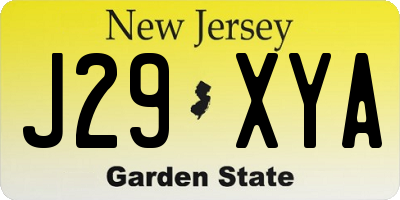 NJ license plate J29XYA