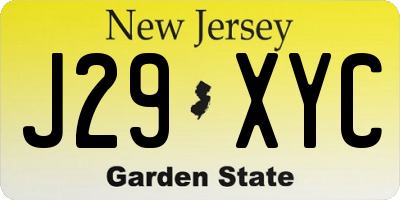 NJ license plate J29XYC
