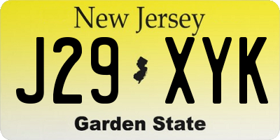 NJ license plate J29XYK