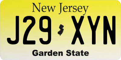 NJ license plate J29XYN