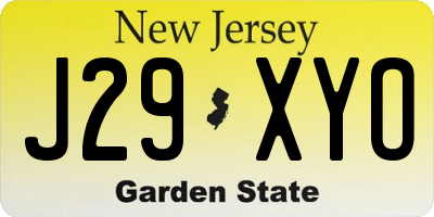 NJ license plate J29XYO