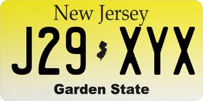 NJ license plate J29XYX