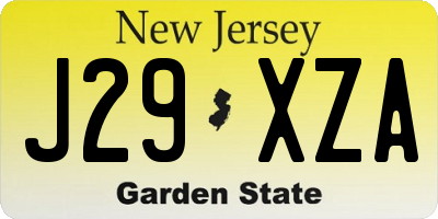 NJ license plate J29XZA