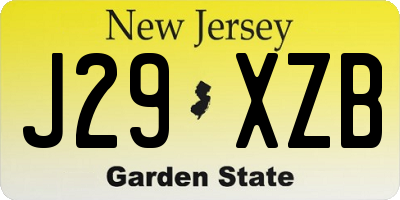 NJ license plate J29XZB