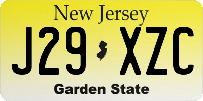 NJ license plate J29XZC