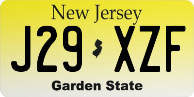 NJ license plate J29XZF