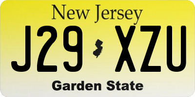 NJ license plate J29XZU