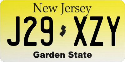 NJ license plate J29XZY