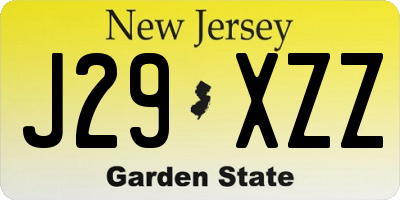 NJ license plate J29XZZ