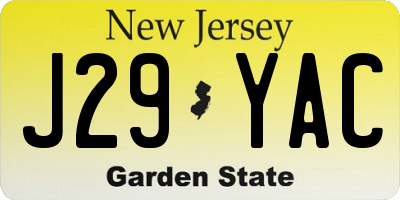 NJ license plate J29YAC
