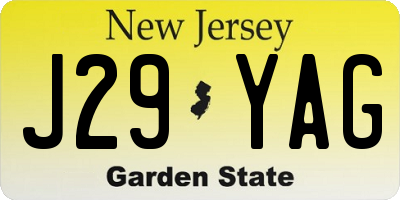 NJ license plate J29YAG
