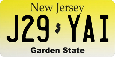 NJ license plate J29YAI