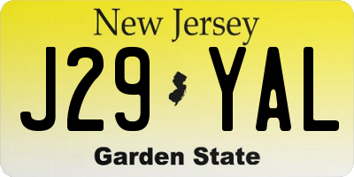 NJ license plate J29YAL